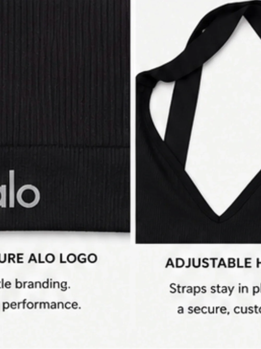 ALO Yoga Ribbed Halter Sports Bra - Black